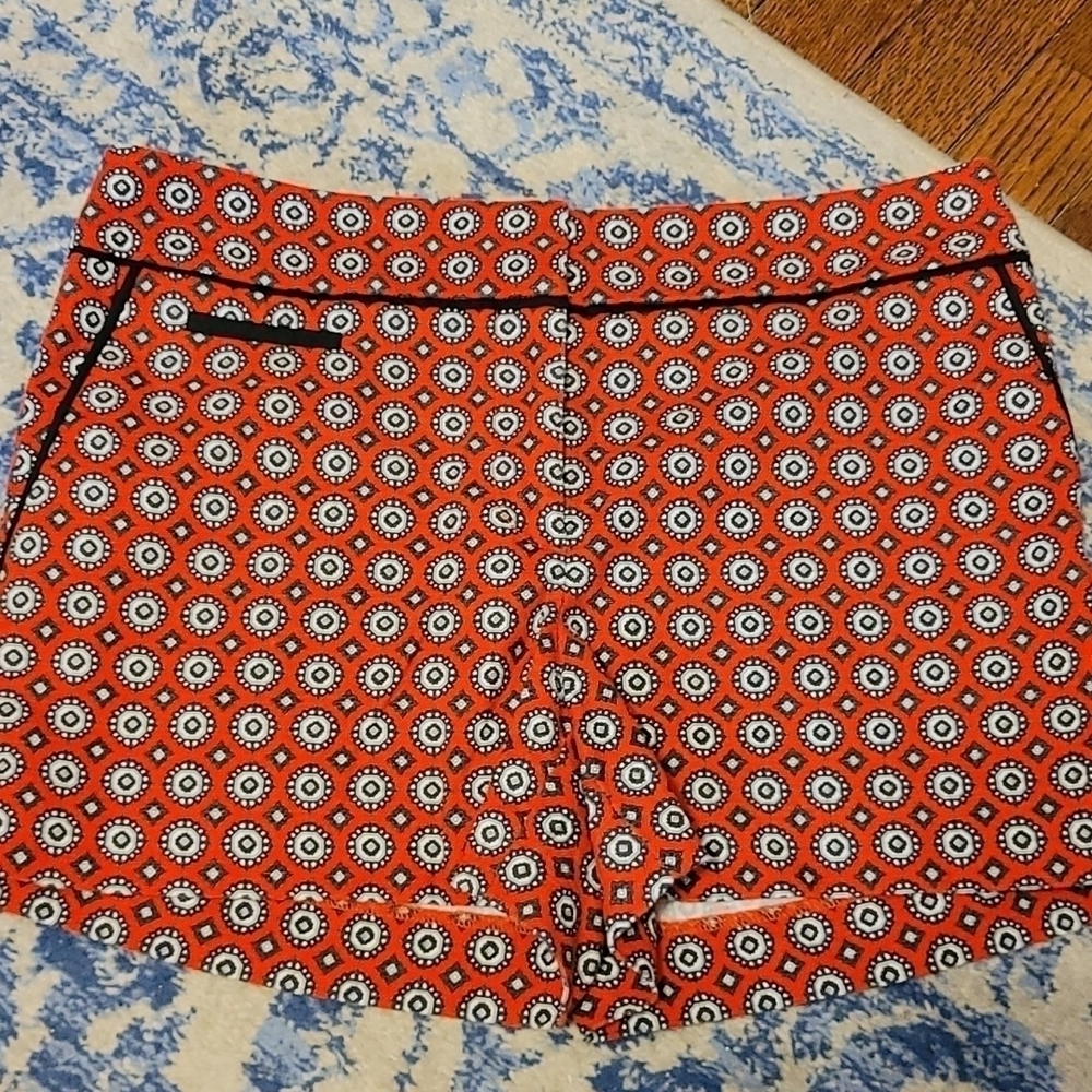 Loft sz 6 petite red navy dress shorts pattern WS30